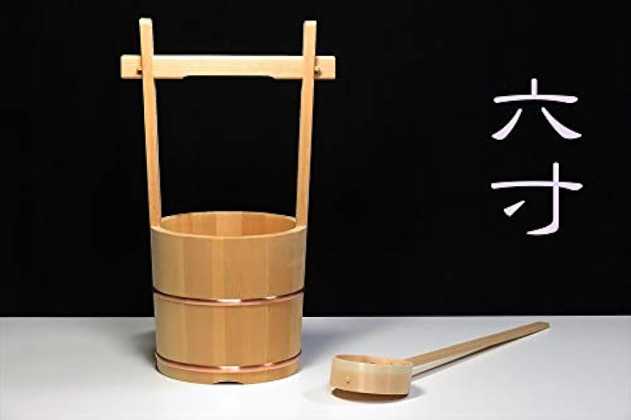 Amazon｜やまこう 特上 手桶セット 木製（さわら材）小型 □ 6寸 □お